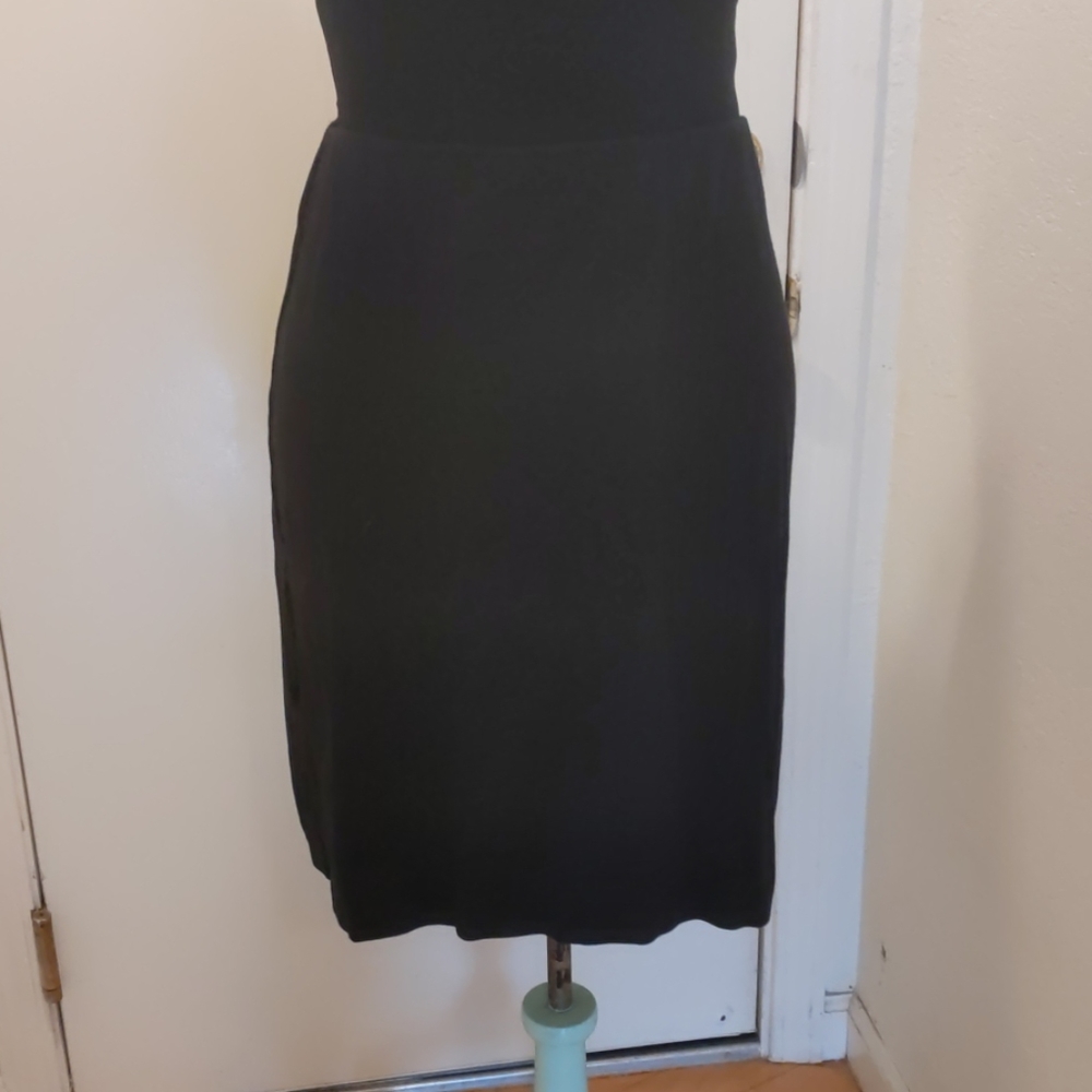 Black knit pencil skirt